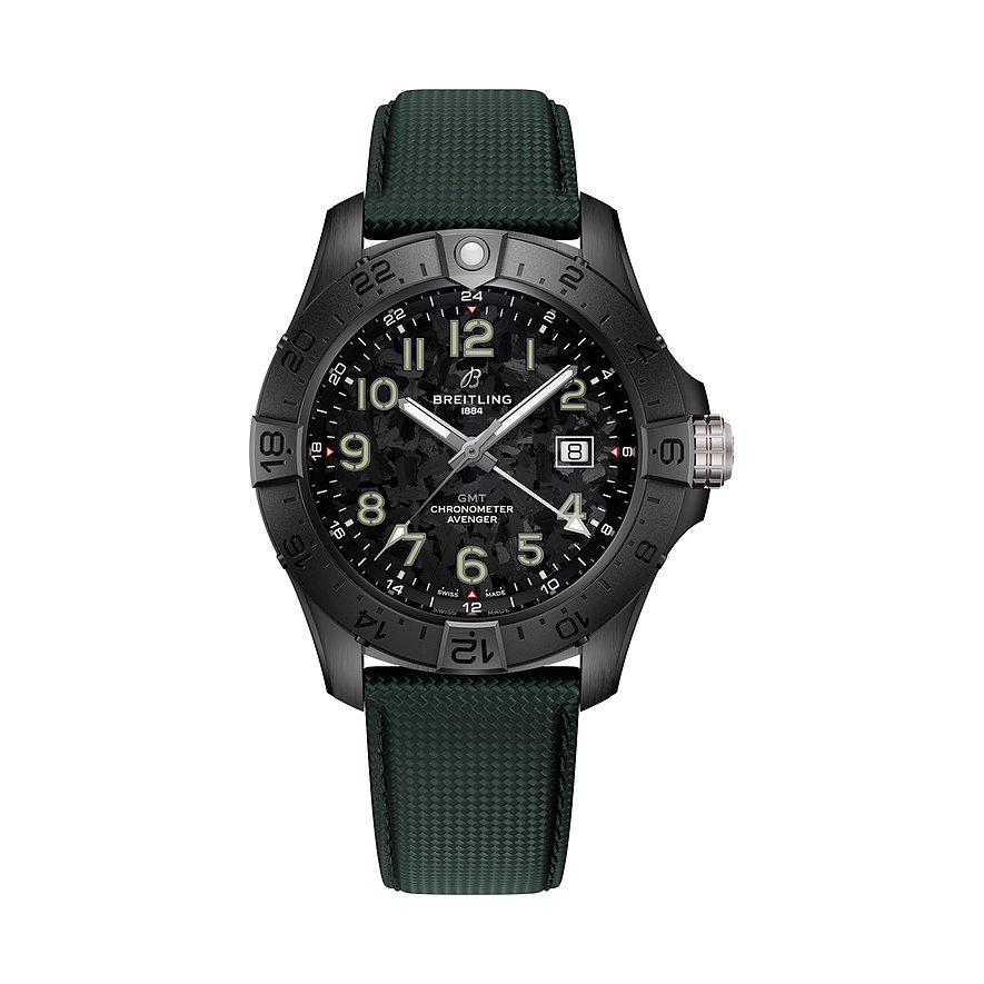Breitling Herrenuhr Avenger S32320101B1X1, Herren, Keramik, Armband: Leder, Automatik, analog