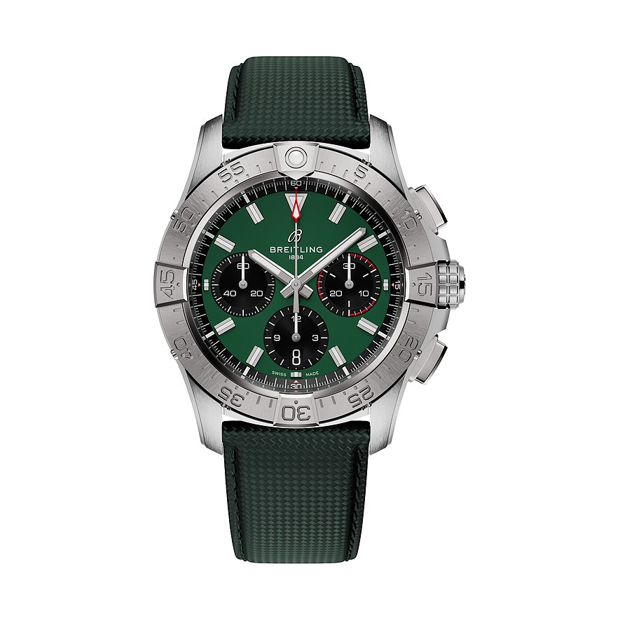 Breitling Chronograph Avenger AB0146101L1X1, Herren, Edelstahl, Armband: Leder, Automatik, analog
