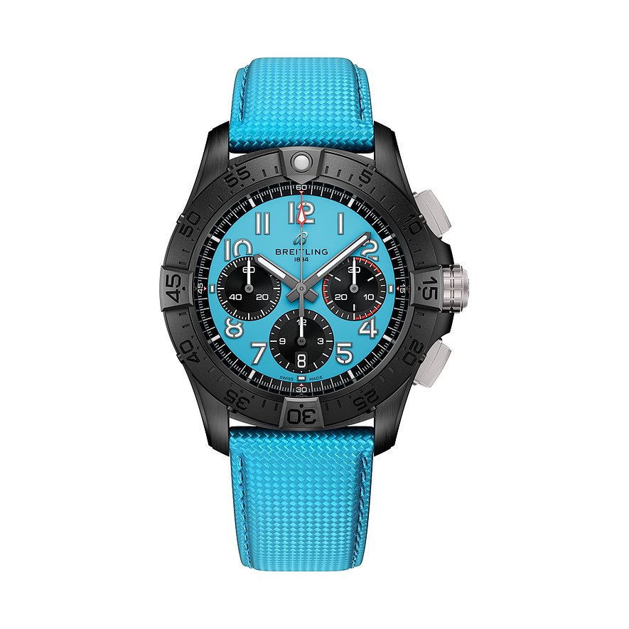 Breitling Chronograph Avenger SB0146101L1X1, Herren, Keramik, Armband: Leder, Automatik, analog