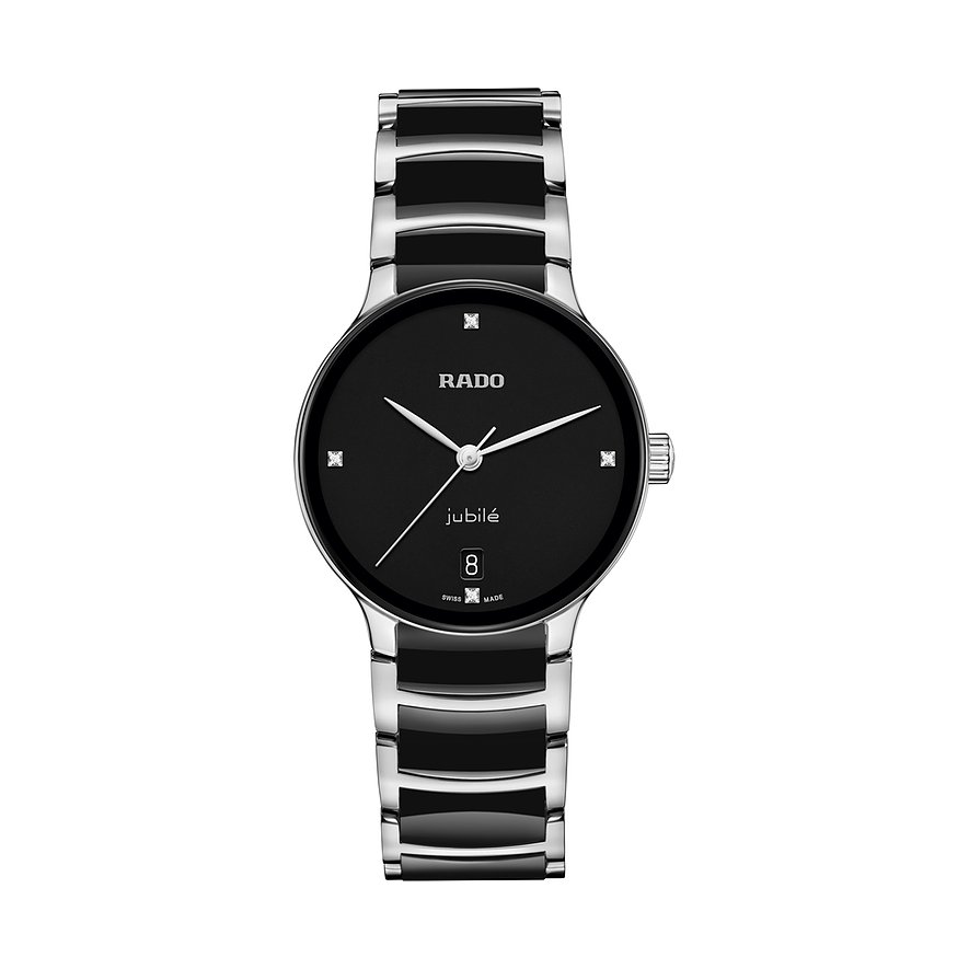Rado Damenuhr Centrix Diamonds R30040712, Damen, Edelstahl, Armband: Edelstahl, Lithium-Ionen Akku, analog