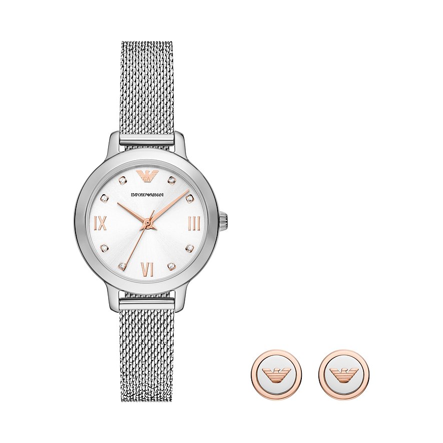 2. Chance - Emporio Armani Uhren-Set AR80065SET, Damen, Edelstahl, Armband: Edelstahl, Quarz, analog