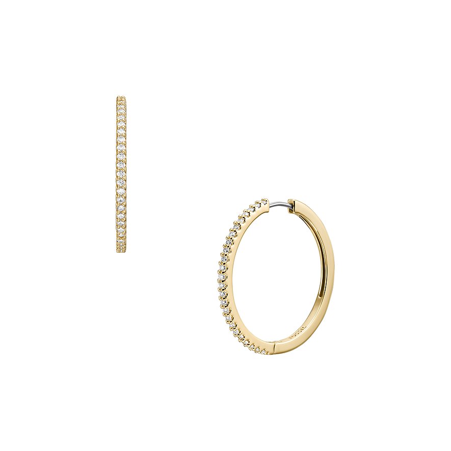 Fossil Ohrringe aus Metall, goldfarben, mit Glassteinen.