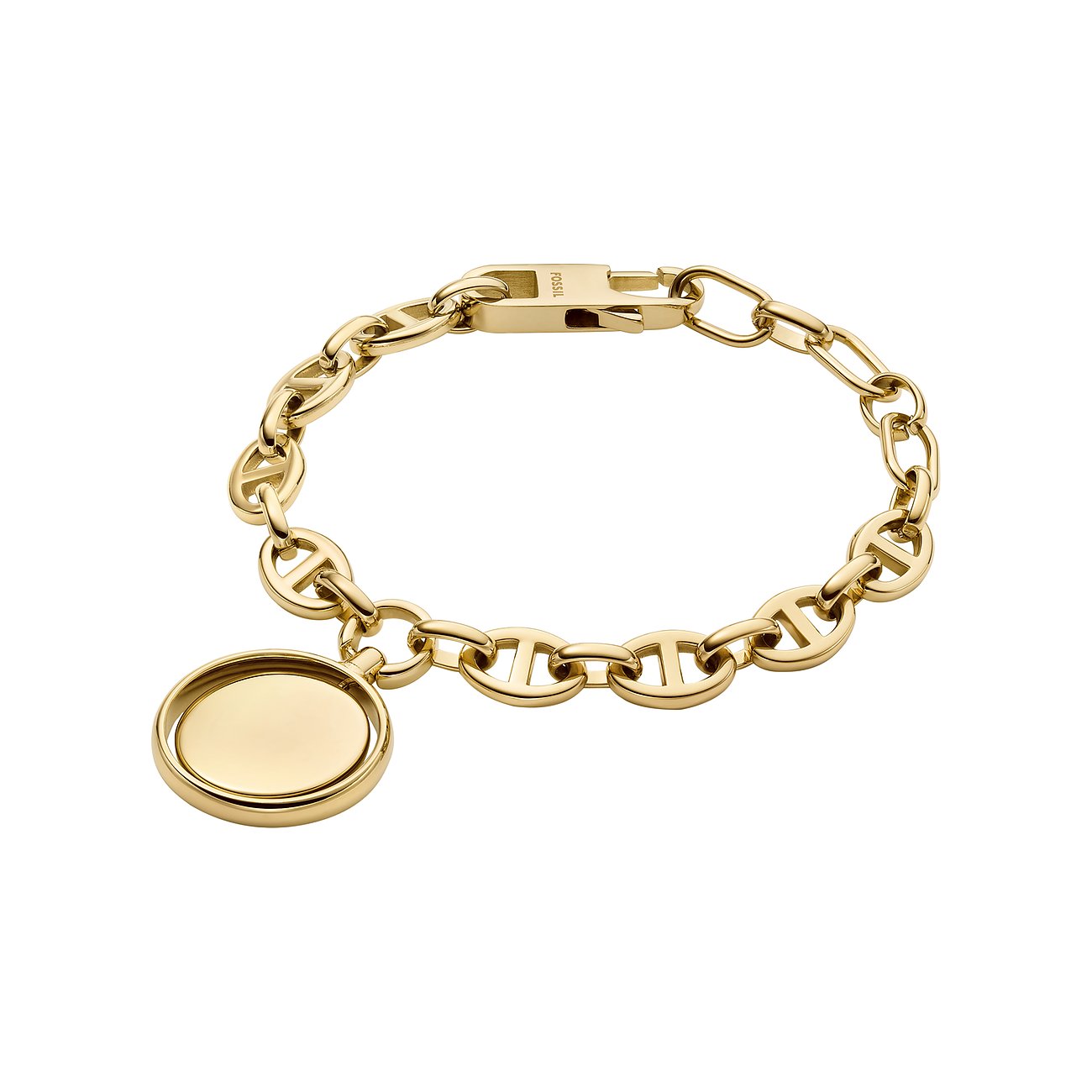 Fossil bracelet en acier inoxydable avec chaîne à maillons ancre et breloque.