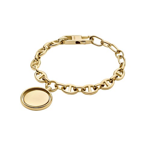 Fossil bracciale in acciaio inossidabile con catena a maglie d'ancora e ciondolo.