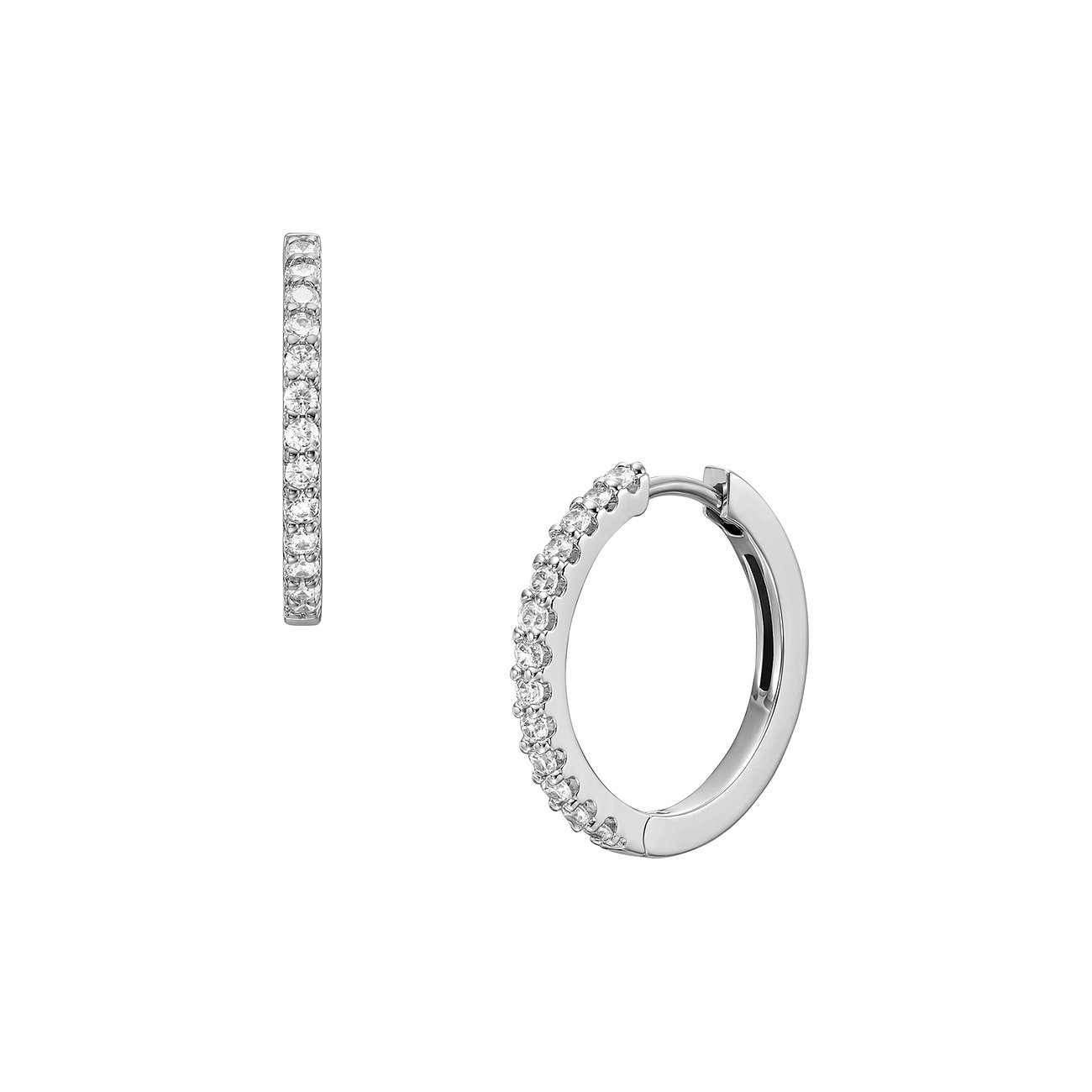 Fossil Ohrringe aus Edelstahl mit Glassteinen, silberfarben.