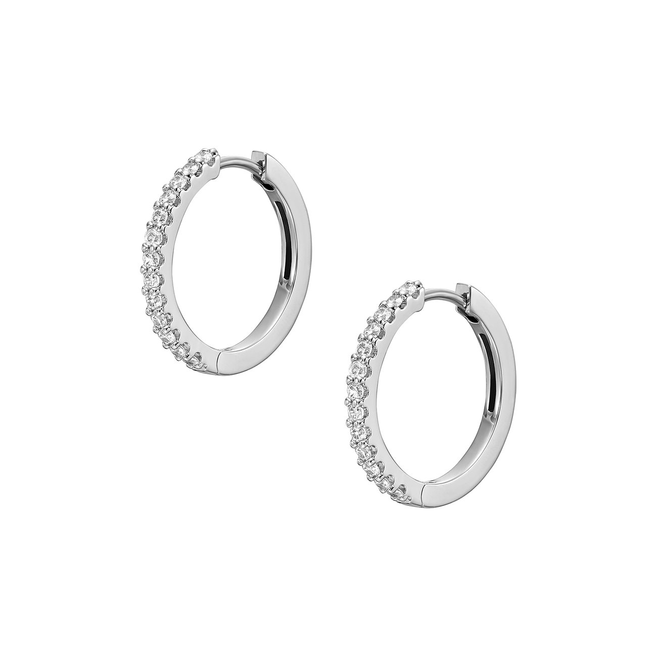 Fossil Ohrringe aus Edelstahl mit Glassteinen.