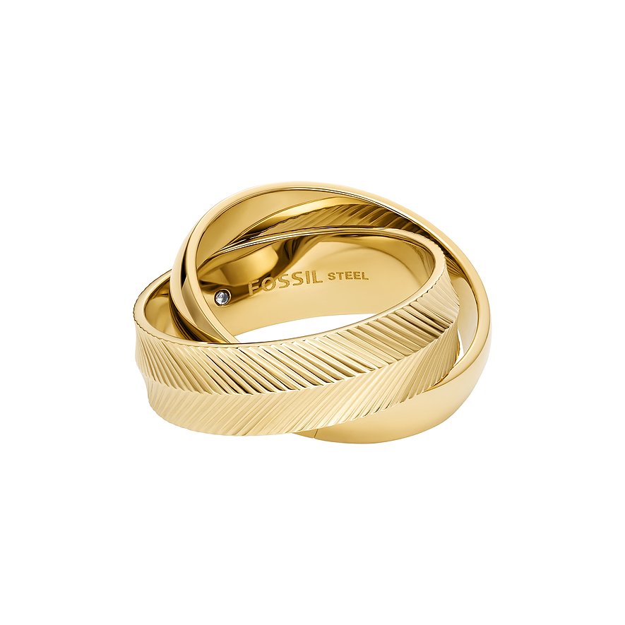 Fossil Damenring HARLOW, Damen, Edelstahl, gold, Größe: 56