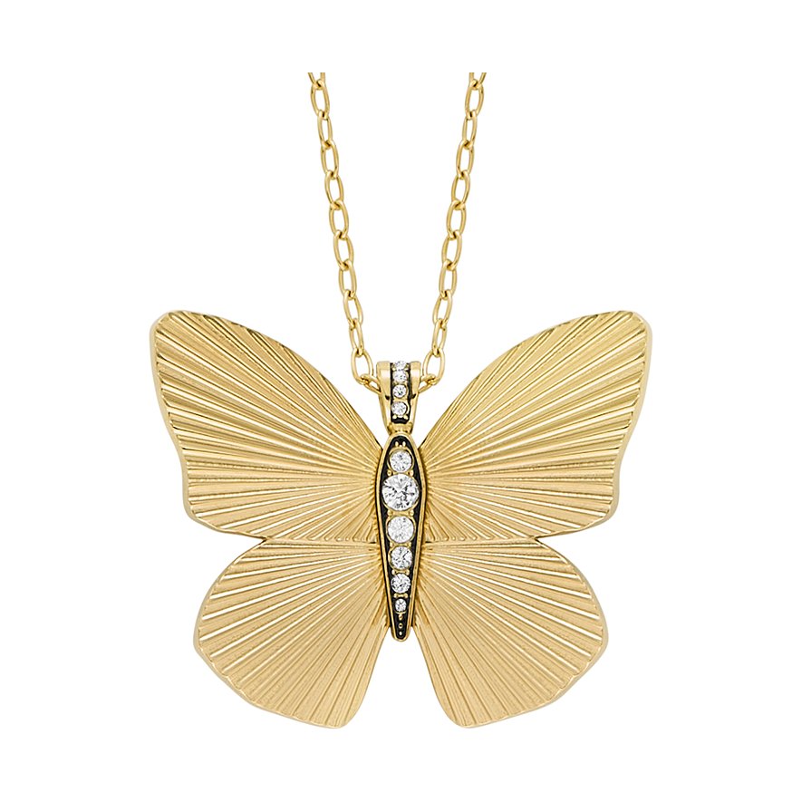 Fossil Kette JEWELRY, Glasstein, Damen, Edelstahl, gold