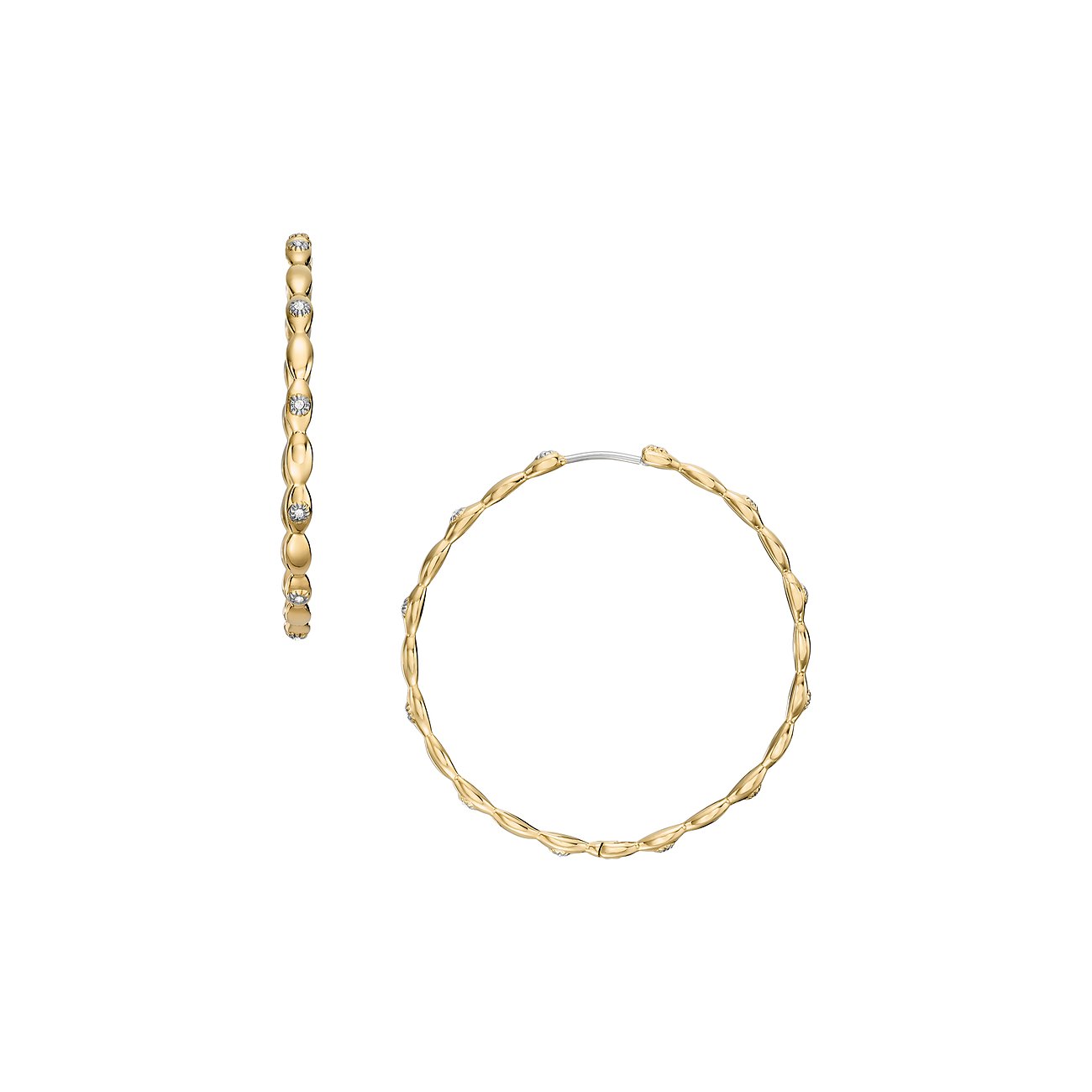 Fossil Ohrringe aus Edelstahl mit Glassteinen, goldfarben.