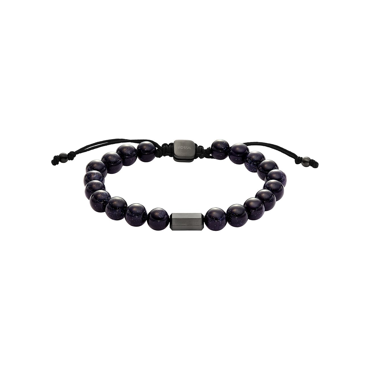 Fossil Armband mit blauen Steinen und Edelstahl-Element.