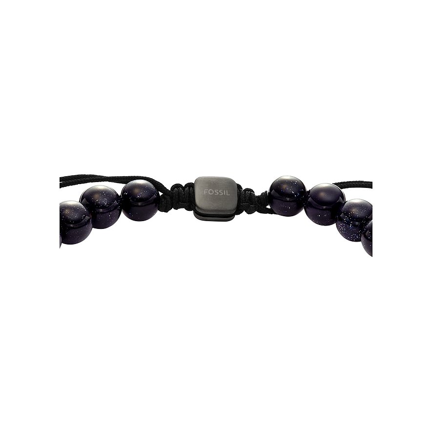 Fossil Armband aus Edelstahl mit blauen Steinen und silberfarbenem Verschluss.