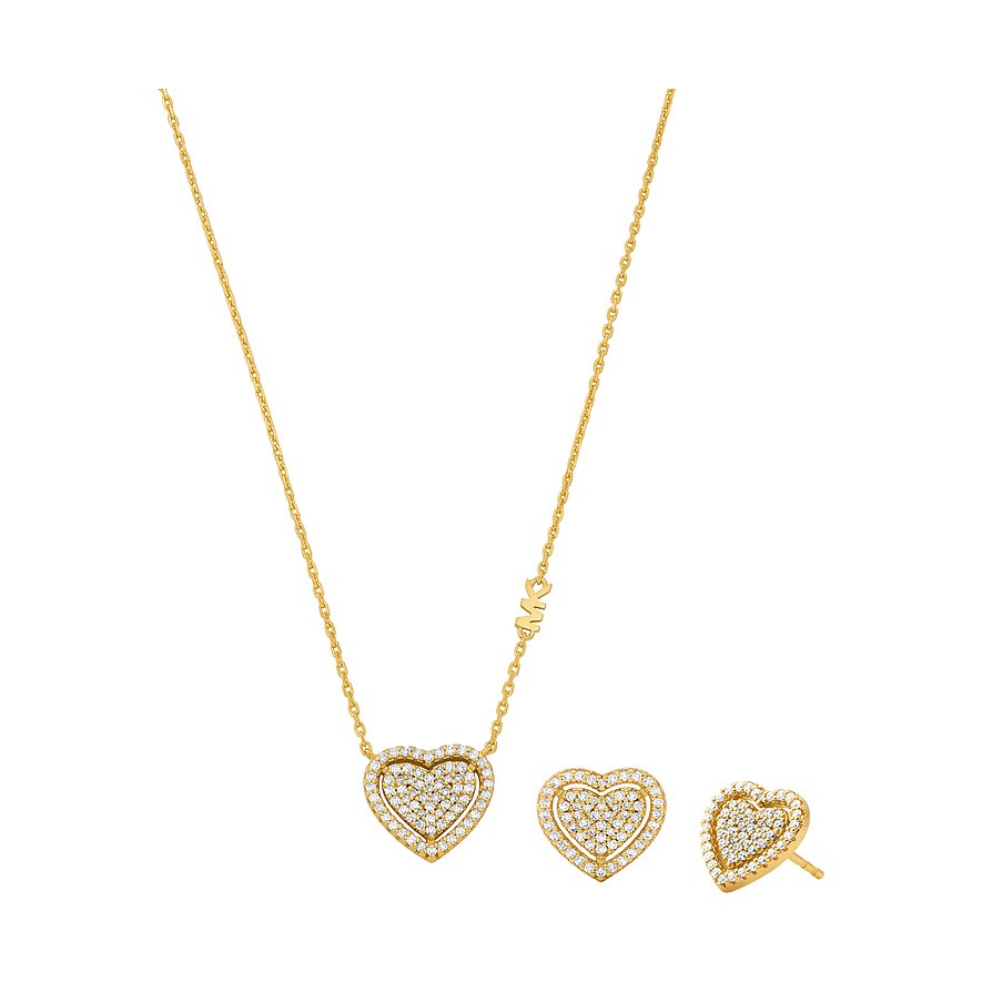 Michael Kors Schmuck-Set KORS BRILLIANCE, Zirkonia, Damen, 925er Silber, gold