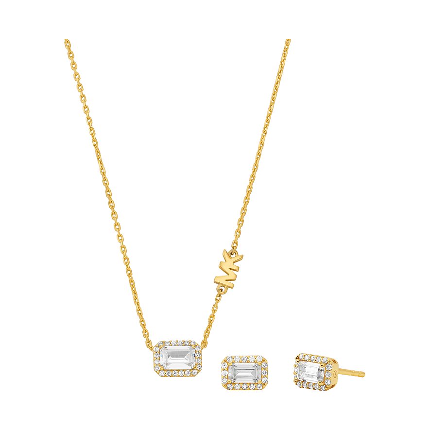 Michael Kors Schmuck-Set KORS BRILLIANCE, Zirkonia, Damen, 925er Silber, gold