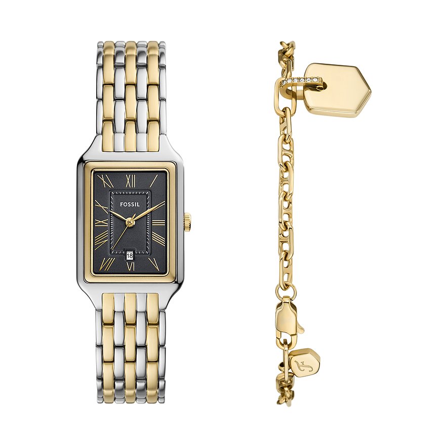Fossil Uhren-Set RAQUEL ES5376SET, Damen, Edelstahl, Armband: Edelstahl, Quarz, analog
