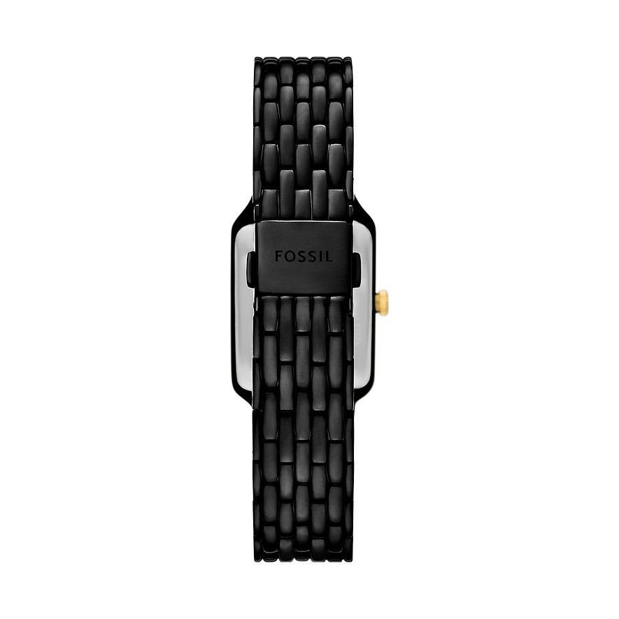 Fossil Damenuhr mit Edelstahlgehäuse und geflochtenem Armband.
