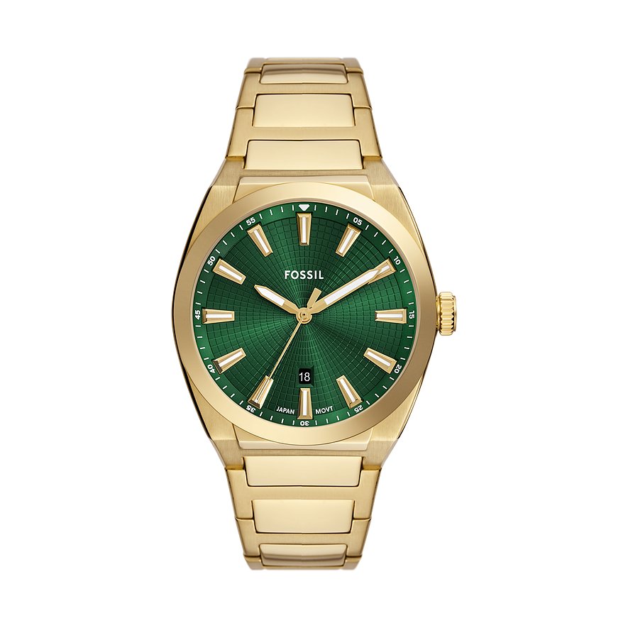 Fossil Herrenuhr EVERETT FS6090, Herren, Edelstahl, Armband: Edelstahl, Quarz, analog