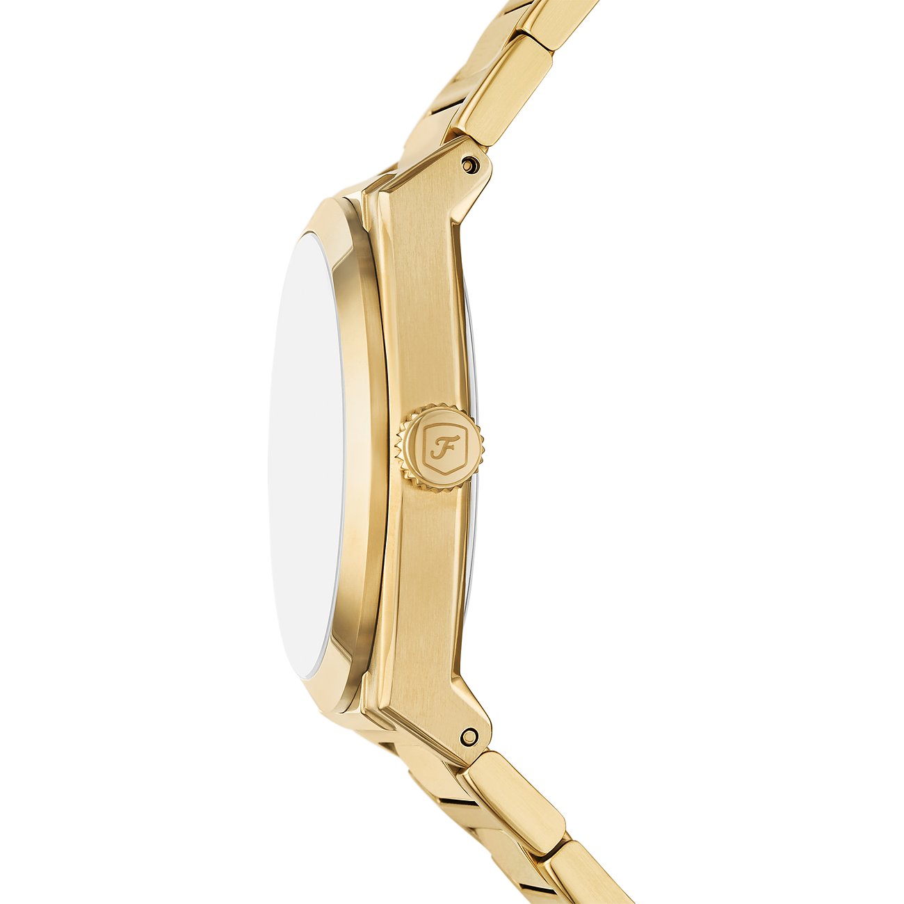 Orologio Fossil da uomo in acciaio inossidabile, color oro, con corona logata.