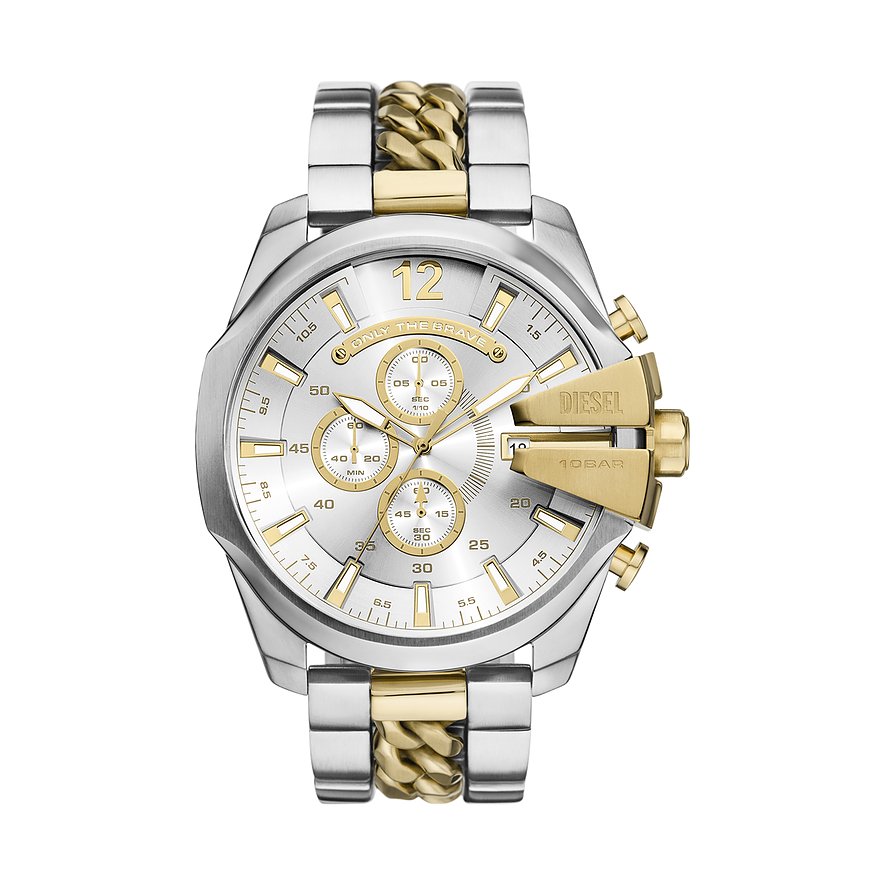 Diesel Chronograph MEGA CHIEF DZ4672, Herren, Edelstahl, Armband: Edelstahl, Quarz, analog