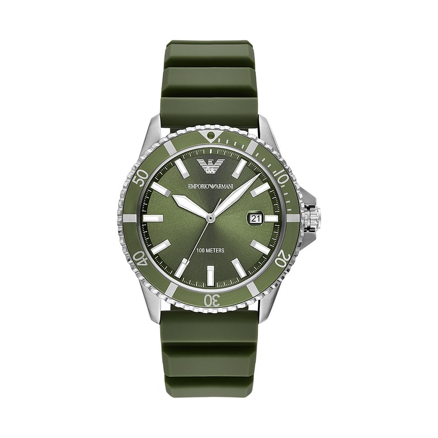 Emporio Armani Herrenuhr AR11638, Herren, Edelstahl, Armband: Silikon, Quarz, analog