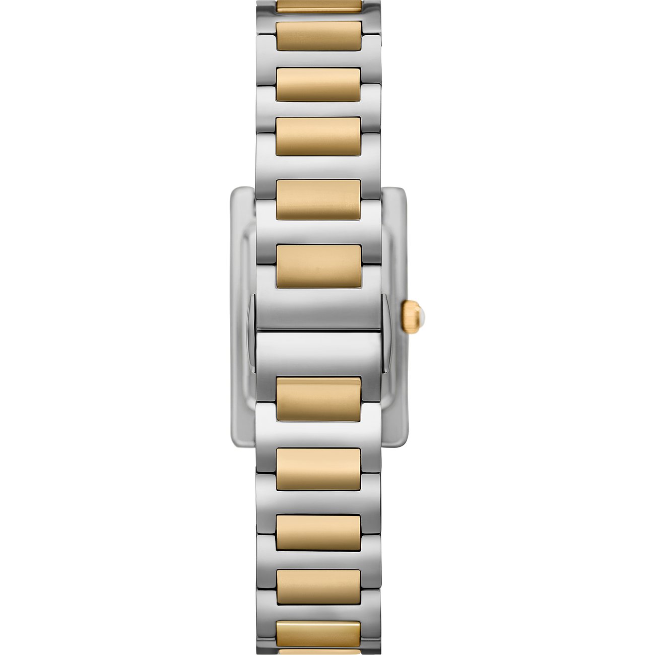 Emporio Armani Damenuhr mit Edelstahlgehäuse, bicolor Armband.