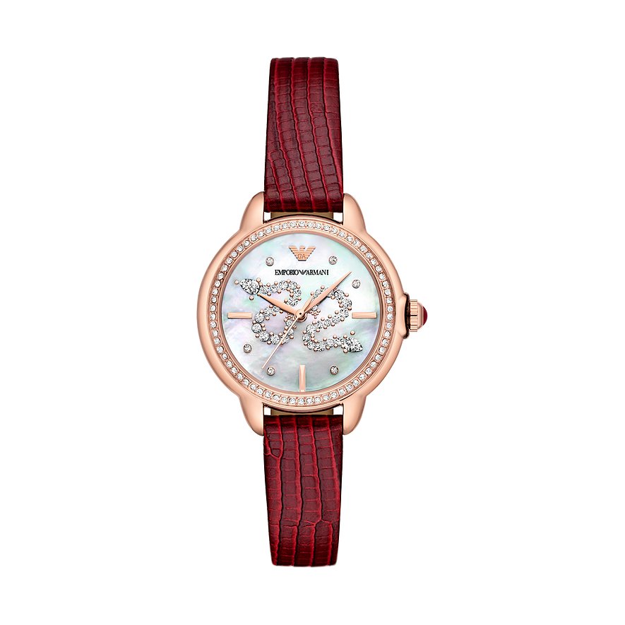 Emporio Armani Damenuhr AR11646, Damen, Edelstahl, Armband: Leder, Quarz, analog