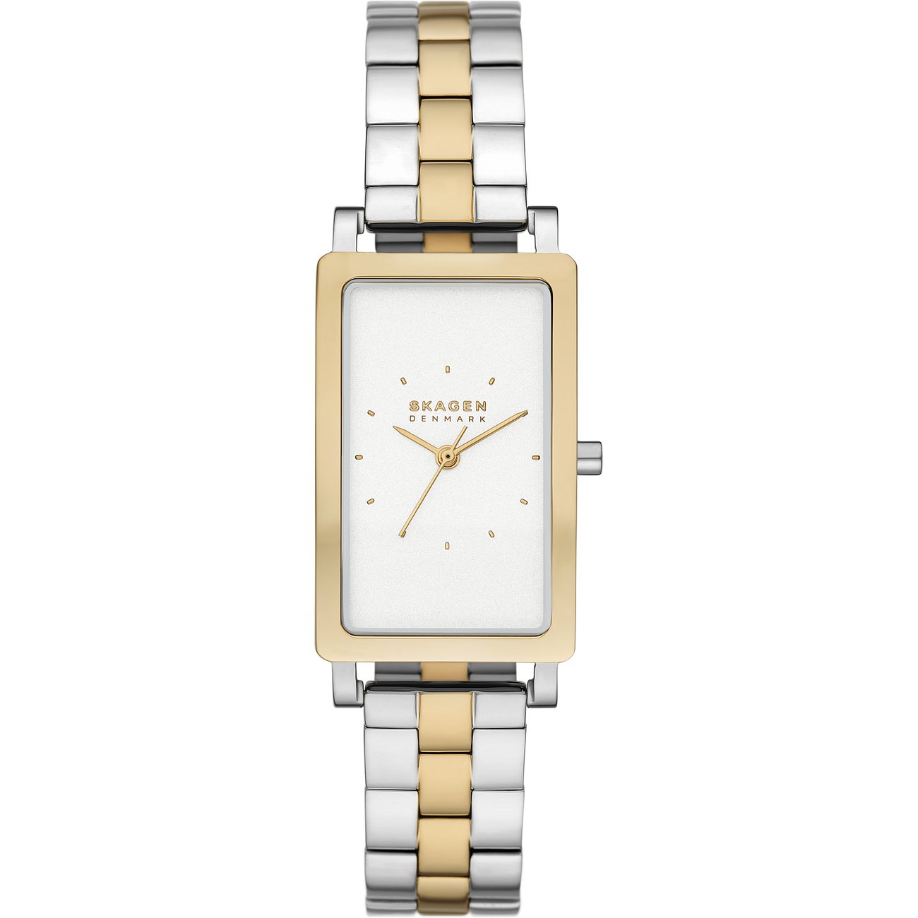 Skagen Damenuhr mit Edelstahlgehäuse, bicolor, analog.