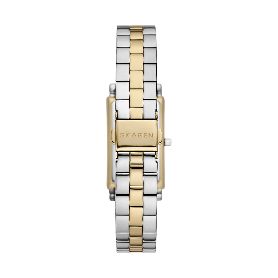 Skagen Damenuhr mit Edelstahlgehäuse, bicolor, analog.