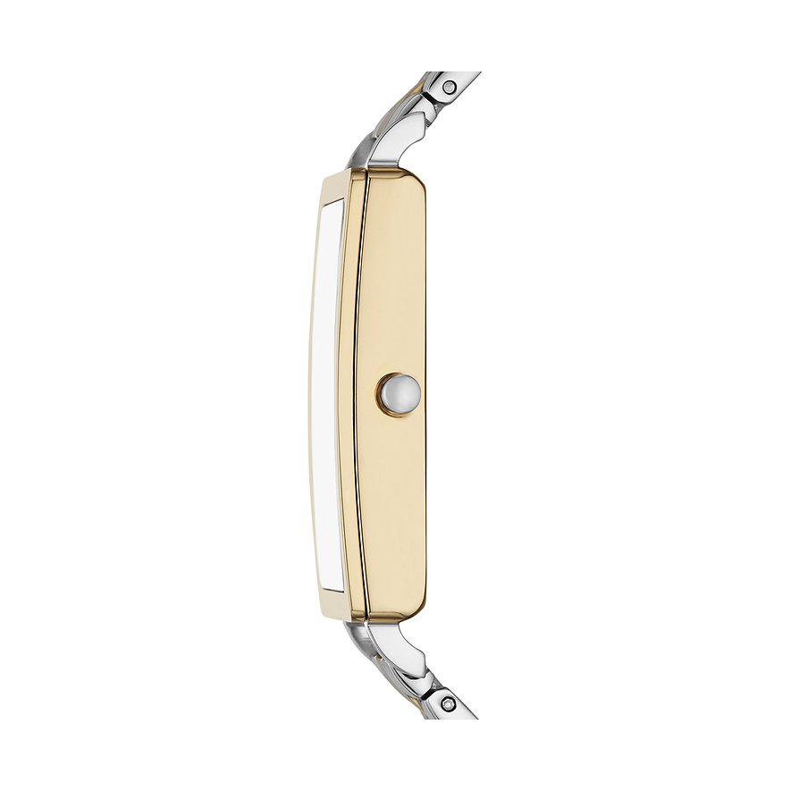 Skagen Damenuhr mit bicolor Edelstahlgehäuse, rechteckig.