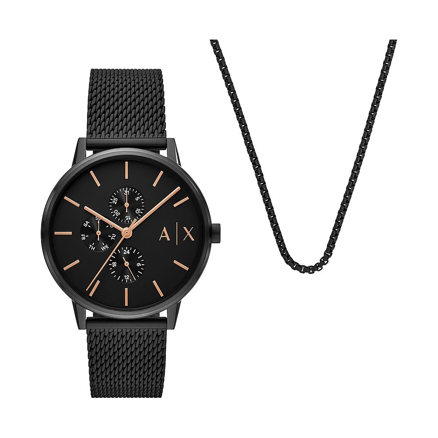 Armani Exchange Uhren-Set AX7162SET, Herren, Edelstahl, Armband: Edelstahl, Quarz, analog