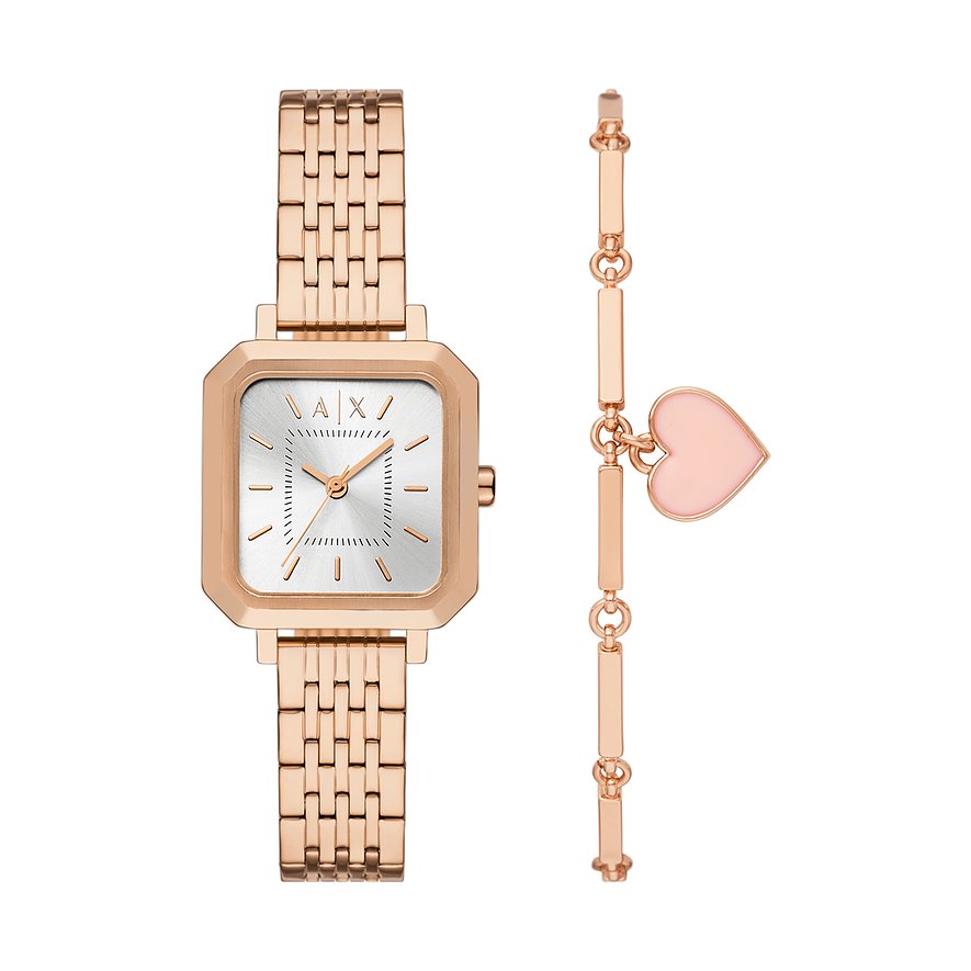 Armani Exchange Uhren-Set AX7164SET, Damen, Edelstahl, Armband: Edelstahl, Quarz, analog