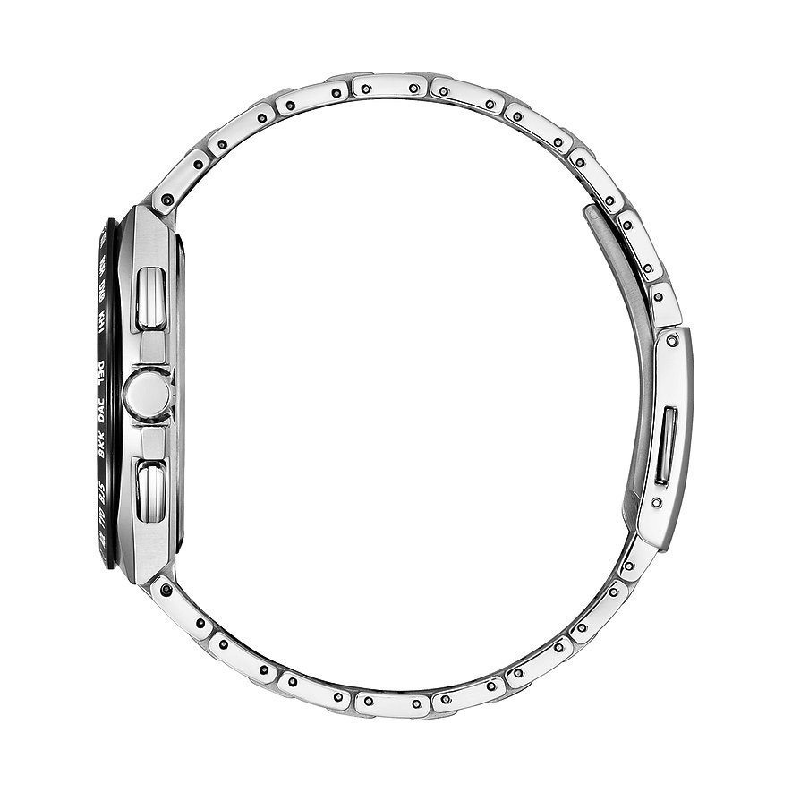 Citizen Herrenuhr mit Titangehäuse, analog und digital, mit Metallarmband.