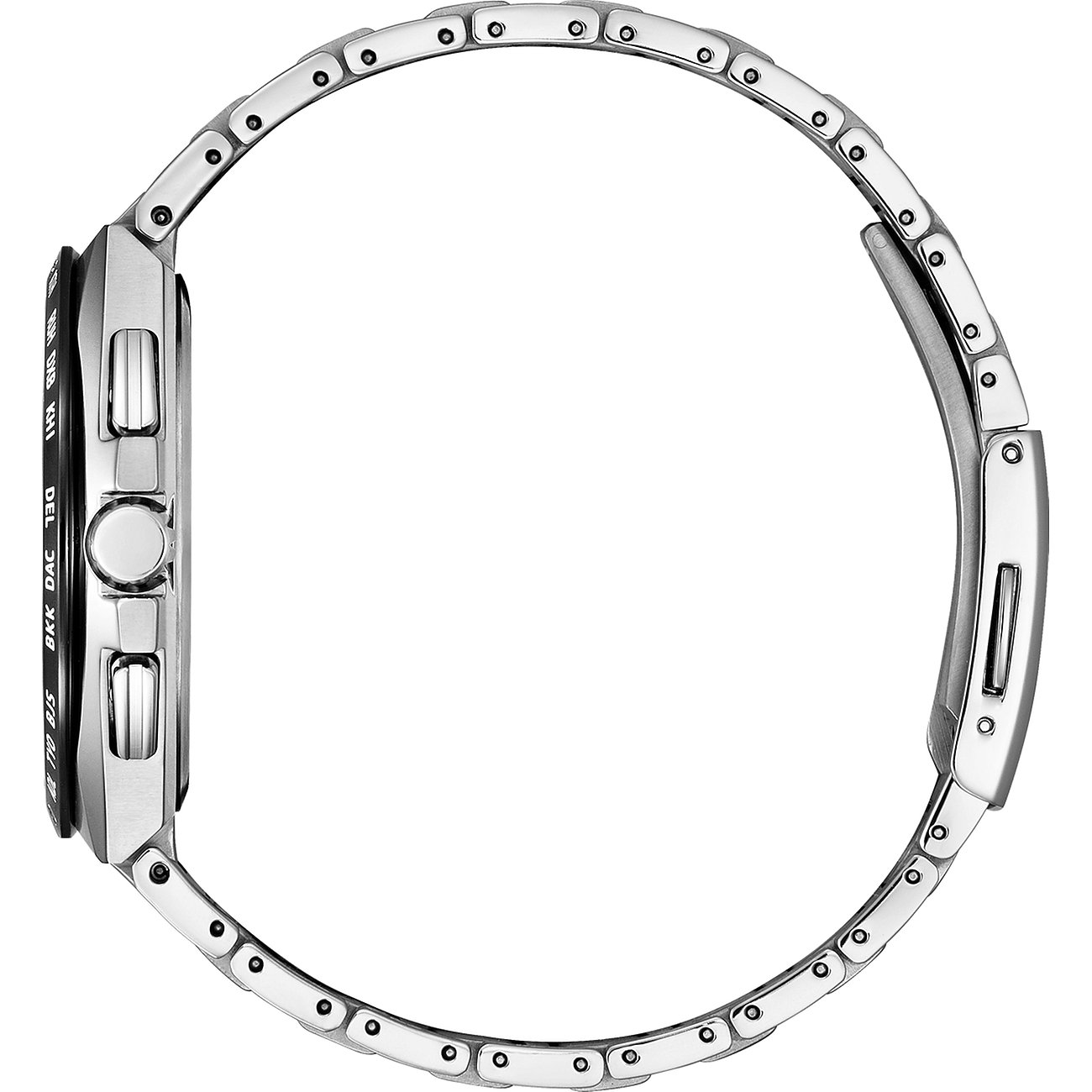 Citizen Herrenuhr mit Titangehäuse, analog und digital, mit Metallarmband.