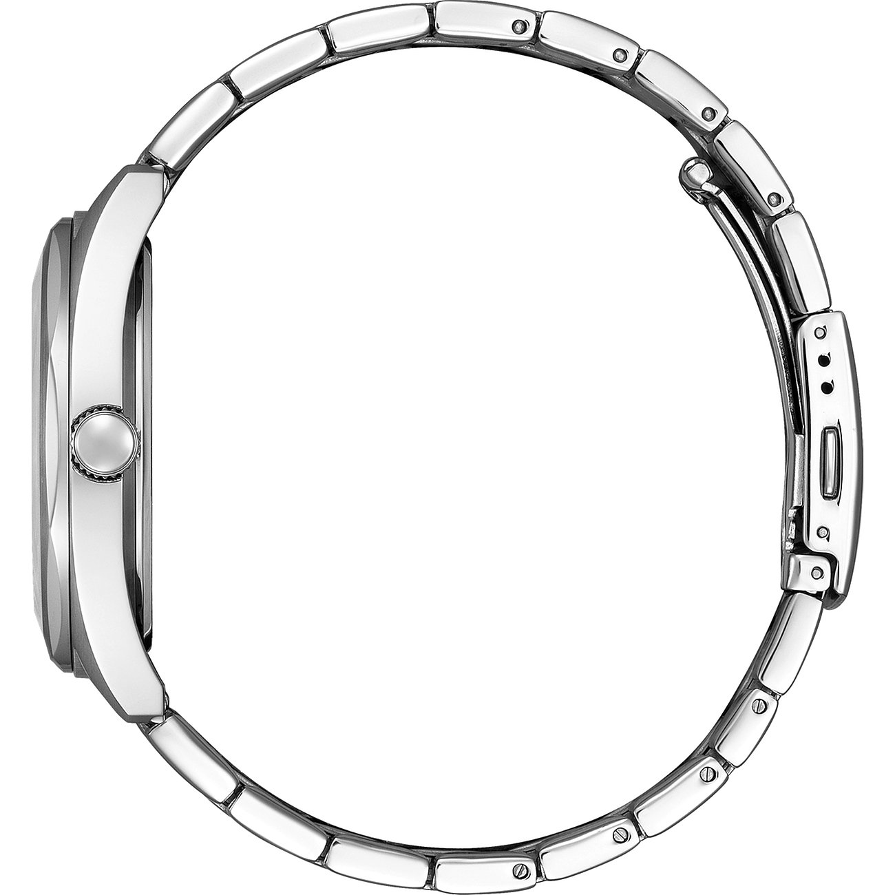 Citizen Herrenuhr mit Edelstahlgehäuse, silberfarbenes Gehäuse und Gliederarmband.