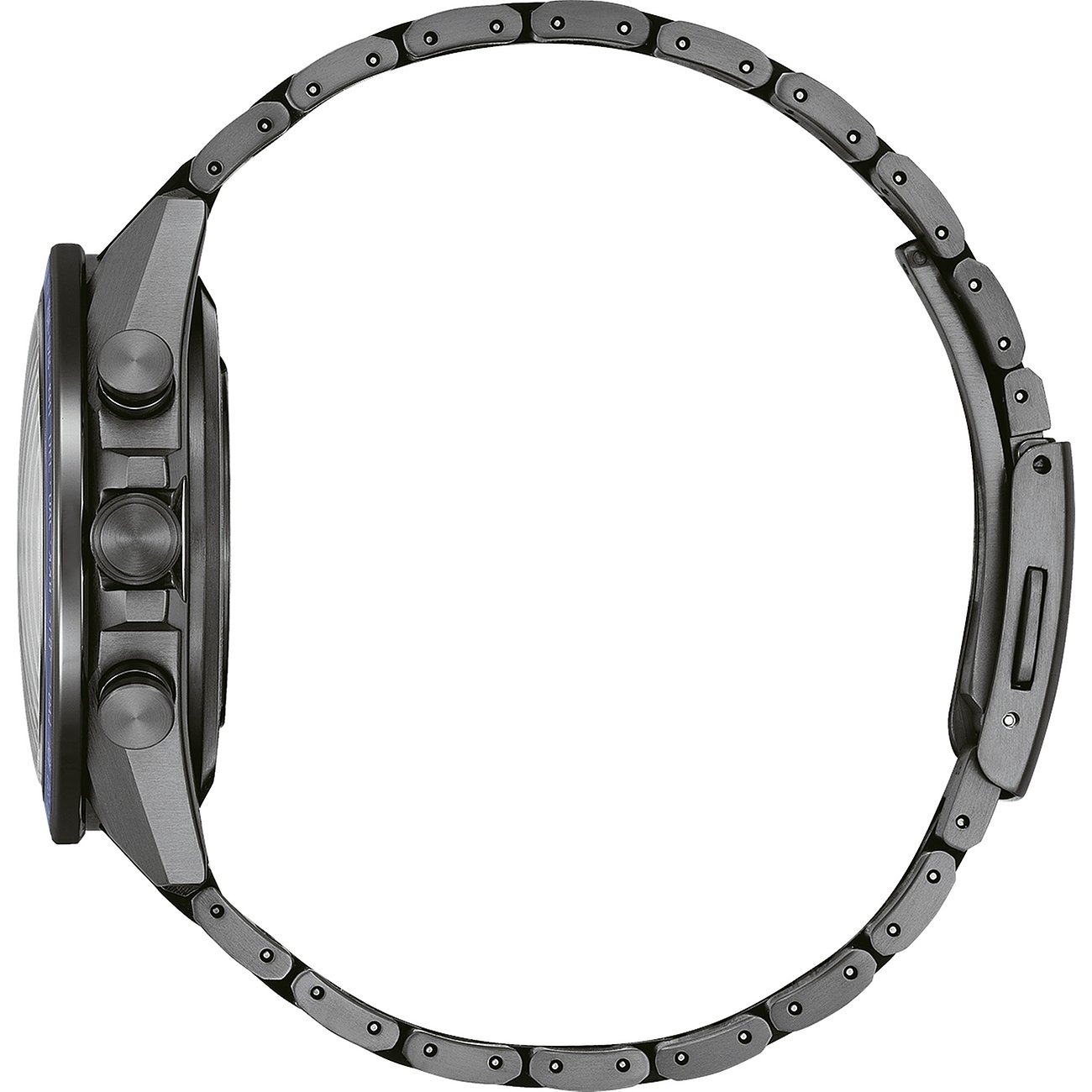 Citizen Herrenuhr mit Titan-Gehäuse, analog und dunkelgrauem Armband.
