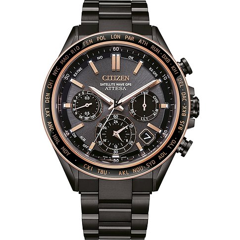 Citizen herenhorloge met titanium kast, analoog, met meerdere wijzerplaten.