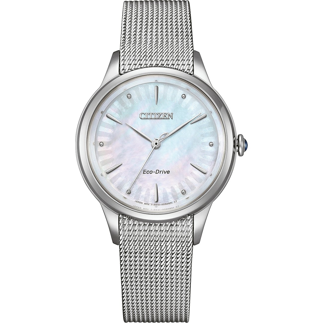 Citizen Damenuhr mit Edelstahlgehäuse, silberfarben, analog, mit Mesh-Armband.