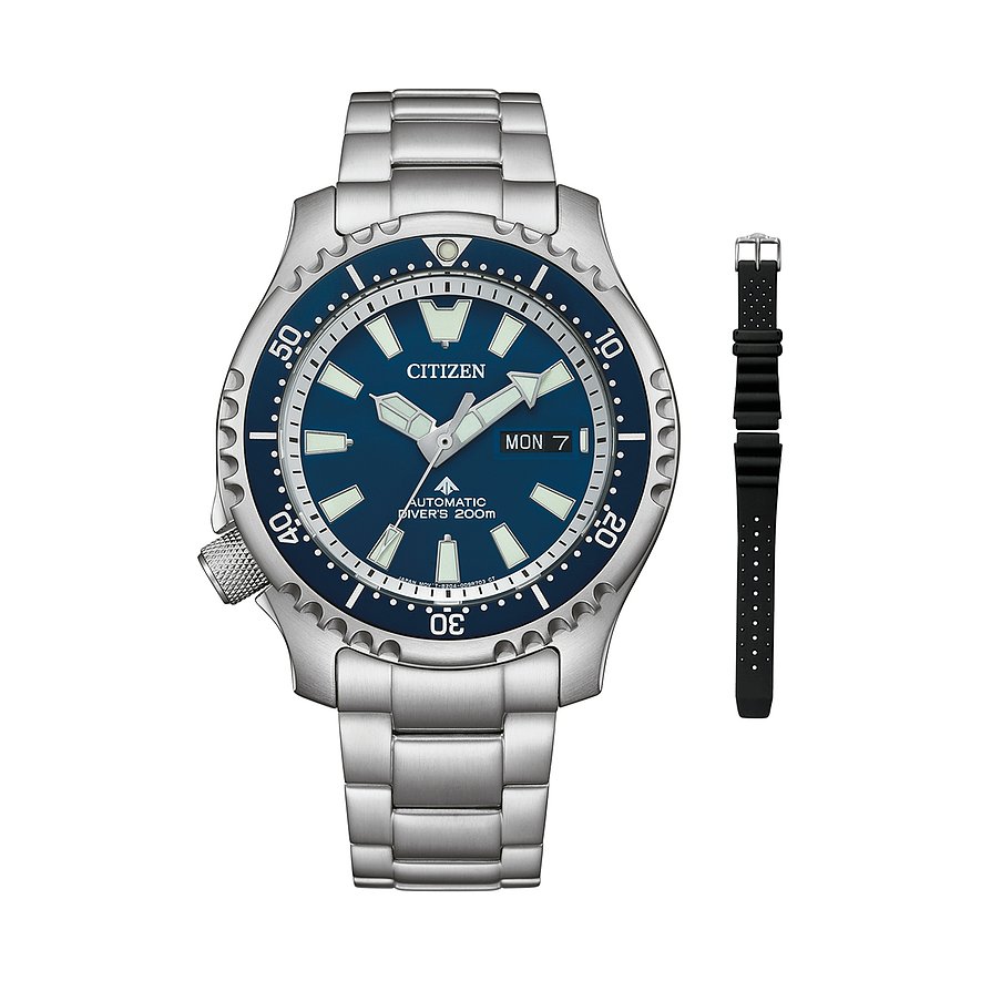 Citizen Uhren-Set inkl. Wechselarmband Promaster Marine NY0161-63LE, Herren, Edelstahl, Armband: Edelstahl, Automatik, analog