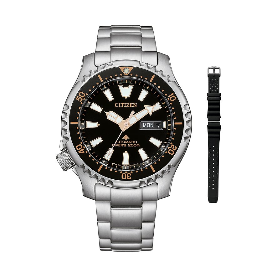 Citizen Uhren-Set inkl. Wechselarmband Promaster Marine NY0160-66EE, Herren, Edelstahl, Armband: Edelstahl, Automatik, analog