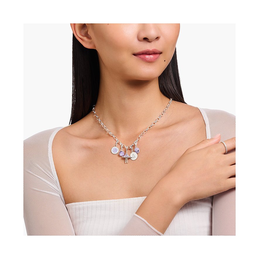 Thomas Sabo Charm Club Kette aus Silber mit Zirkonia und Emaille-Anhängern.