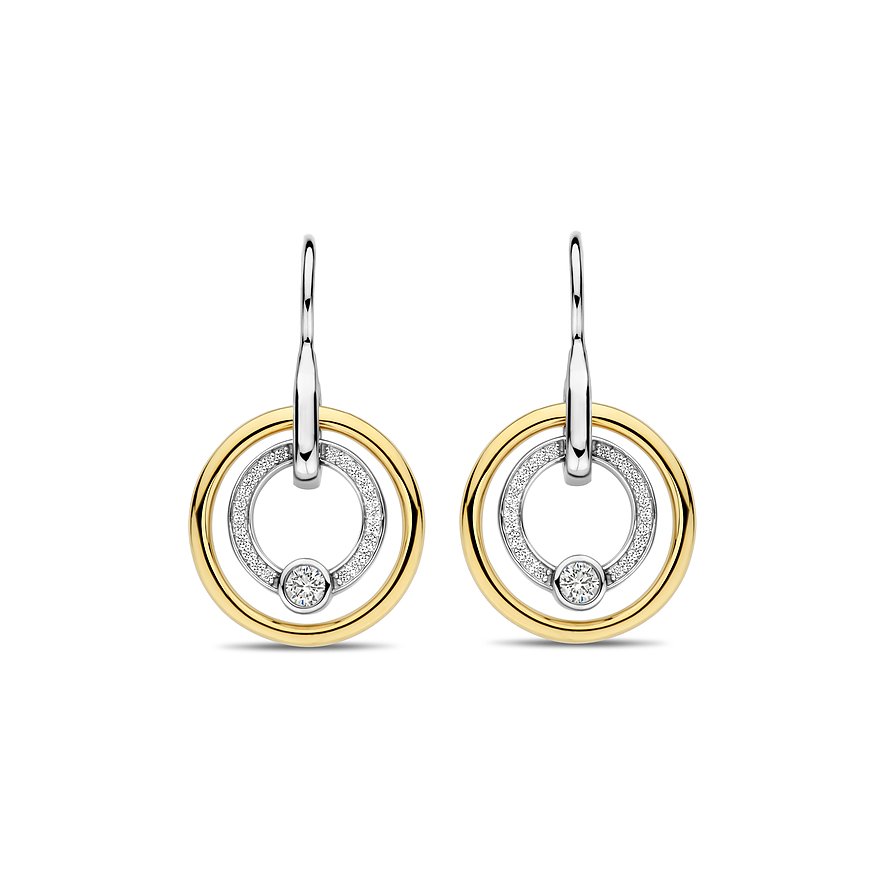 Ti Sento - Milano Creolen, Zirkonia, Damen, 925er Silber, gelbgold
