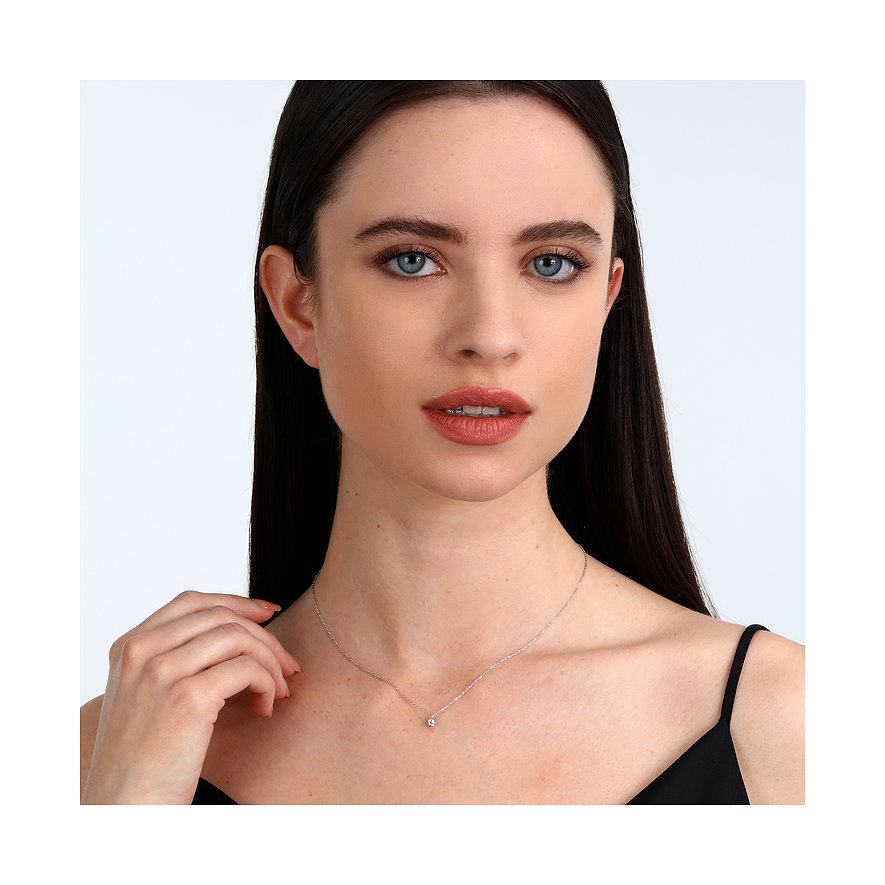 Live Diamond 375 Weißgold Kette mit Diamant.