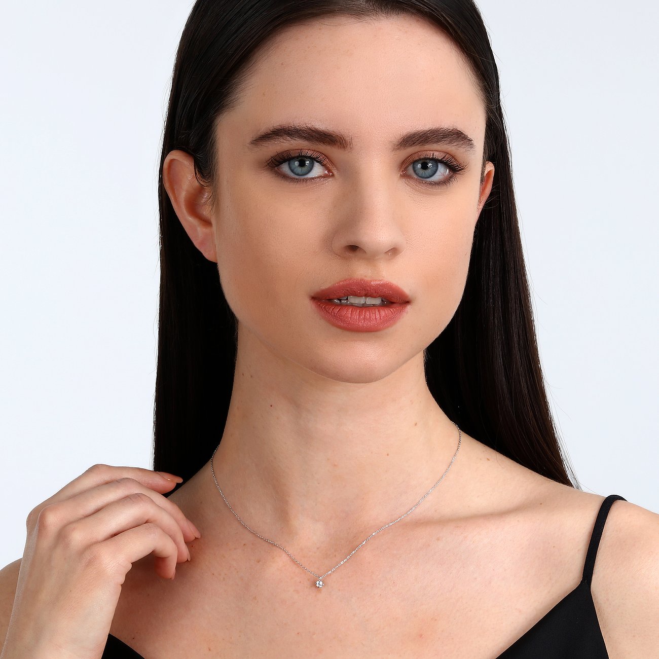 Live Diamond 375 Weißgold Kette mit Diamant.