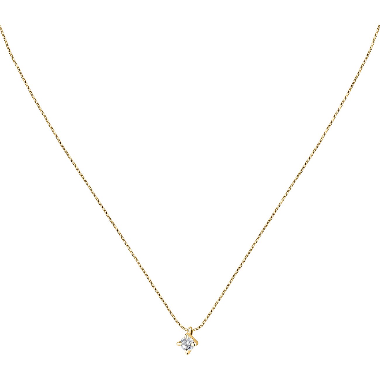 Live Diamond Kette aus 375 Gelbgold mit einem Diamanten im Brillantschliff.