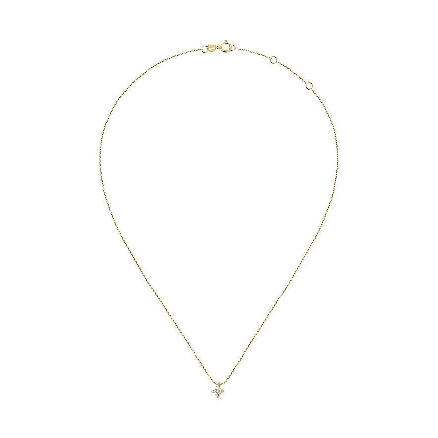 Live Diamond 375 Gelbgold Kette mit einem Diamanten.