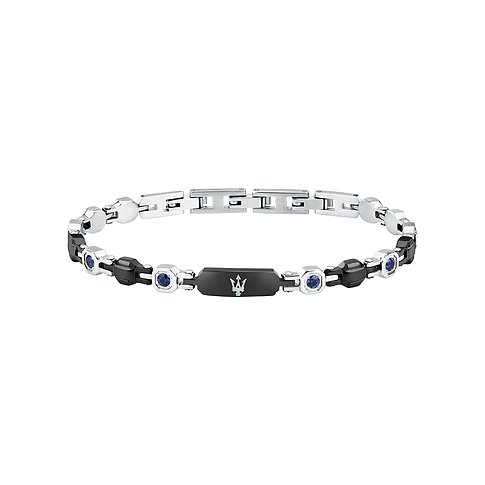 Maserati Armband aus Edelstahl mit blauen Saphiren.