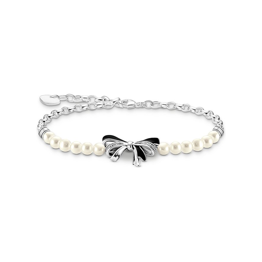 Thomas Sabo Armband, Süßwasserperle, Damen, 925er Silber, Emaille, rot