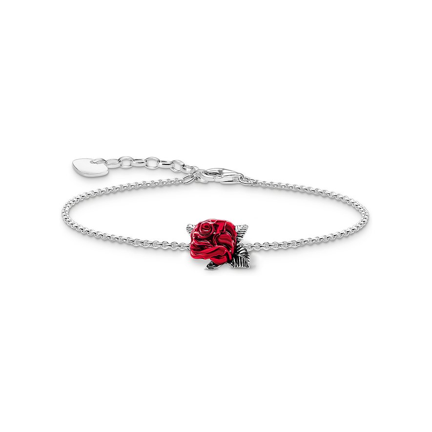 Thomas Sabo Armband, Damen, 925er Silber, Emaille, rot