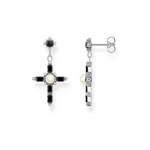 Flongo Ohrringe Set 3 Paar - Kreuz Ohrstecker In Silber, Gold & Schwarz