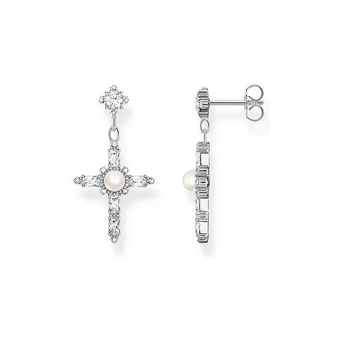 Thomas Sabo Ohrringe aus 925er Silber mit Perle und weißen Zirkonia.