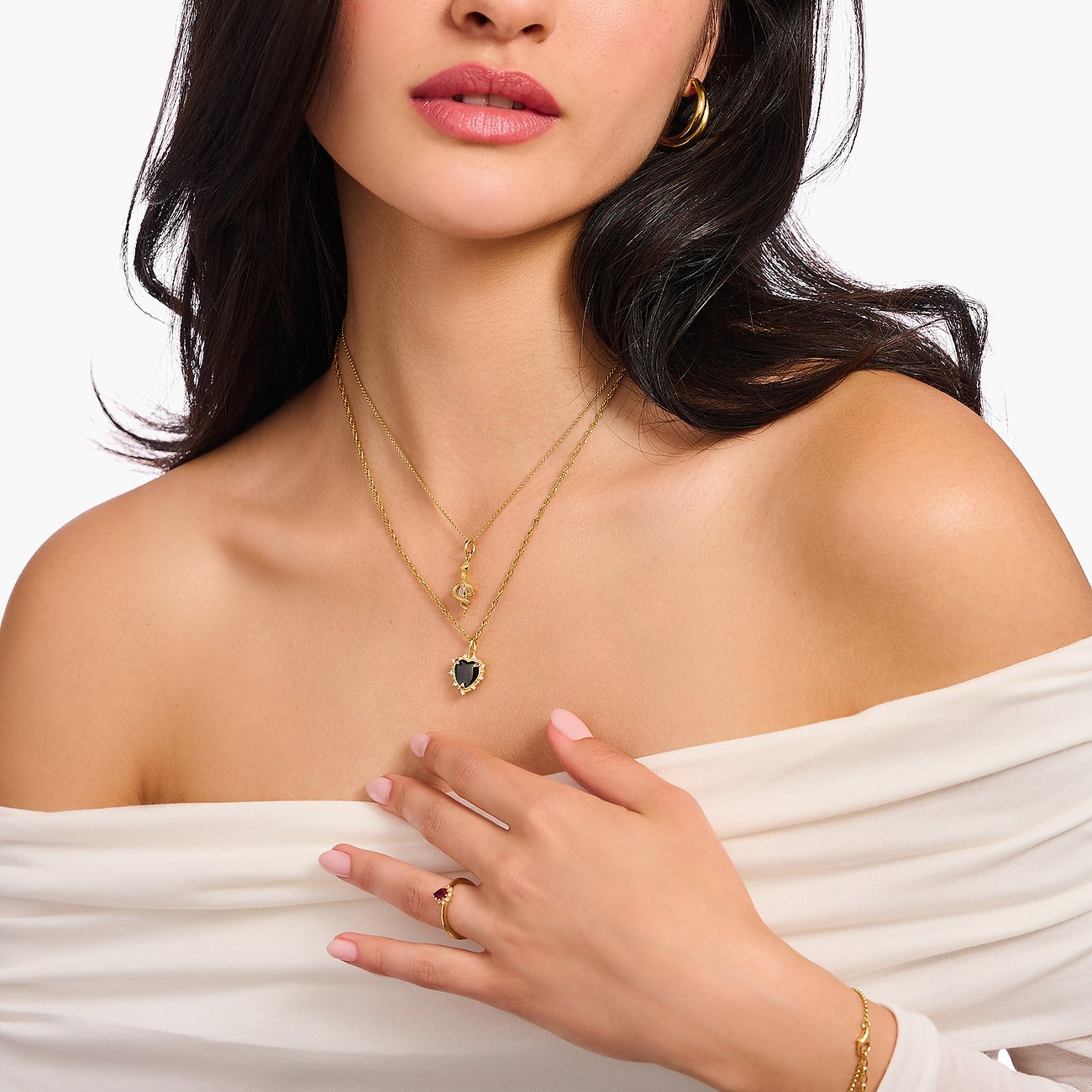 Thomas Sabo ketting van 925 sterling zilver met zirkonia en hartbedel.